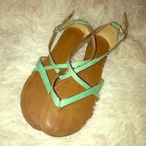 Merona Seafoam Green Thong Buckled Sandals, Size 6